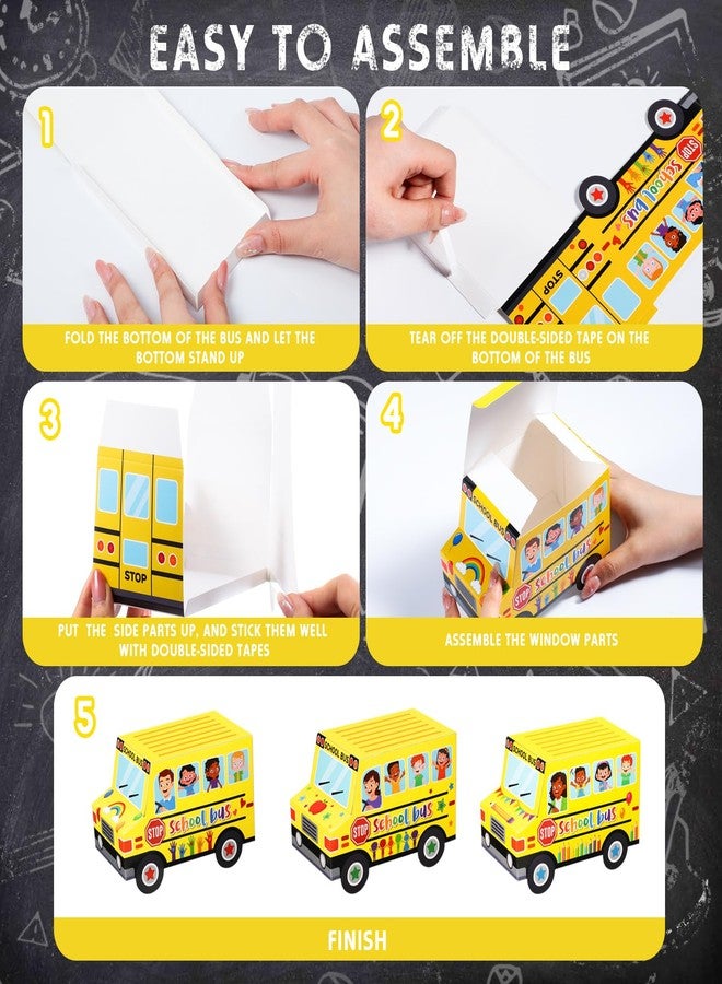 PerKoop 24 Pieces Back to School Treat Boxes School Bus Treat Boxes Yellow Bus Decoration Box for Kids Student Birthday Welcome Back to Classroom Party Candy Cookies Small Gift Decoration Supplies - Image 4